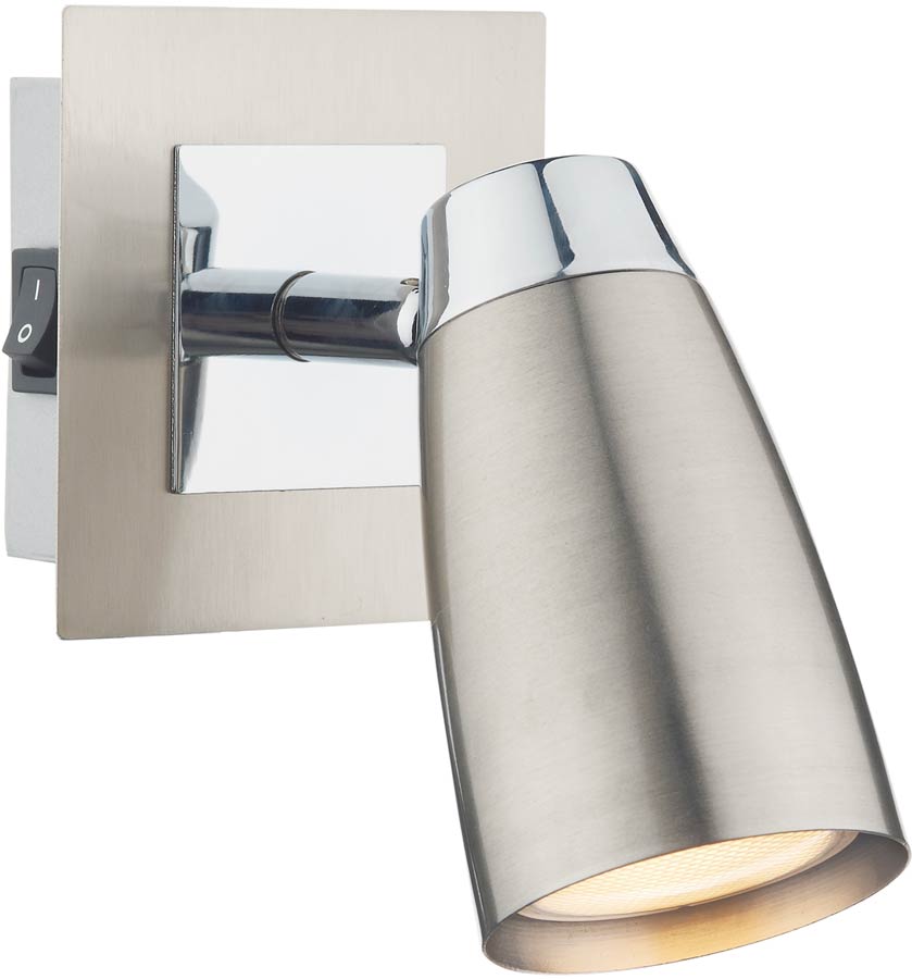 Dar Loft Chrome Switched Single Low Energy Wall Spotlight