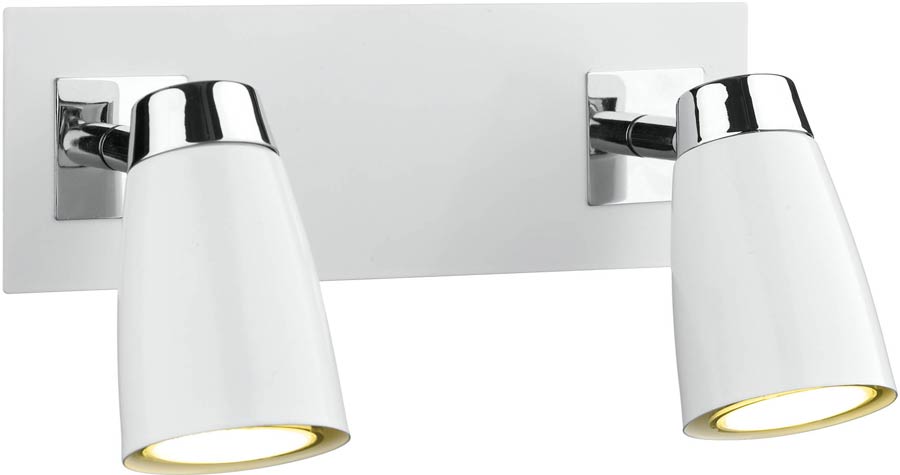 Dar Loft White Switched 2 Light Low Energy Wall Spotlight