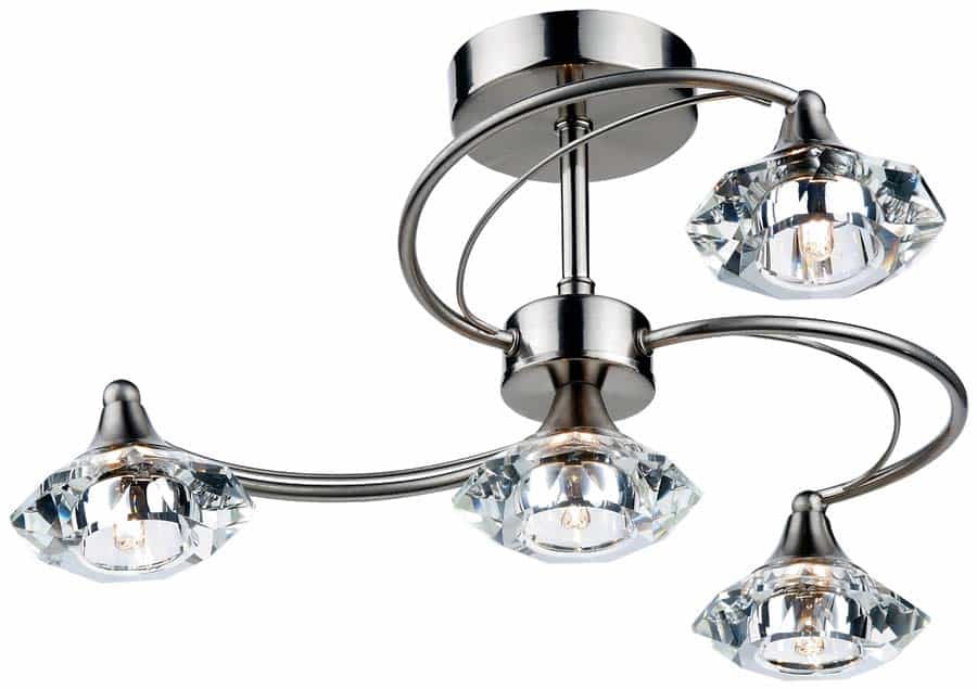 Dar Luther 4 Lamp Semi Flush Crystal Light Satin Chrome