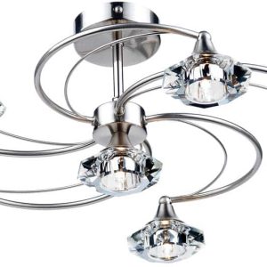 Dar Luther 6 Light Semi Flush Crystal Light Satin Chrome