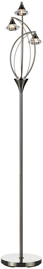 Dar Luther 3 Light Crystal Shades Floor Lamp Satin Chrome