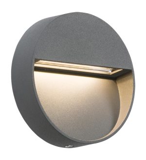 Small round 2w LED outdoor wall light guide in grey IP44