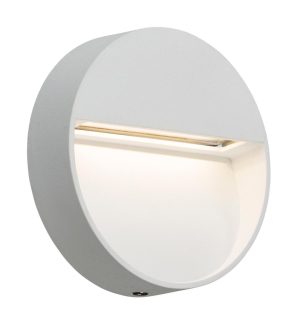 Small round 2w LED outdoor wall light guide in white IP44