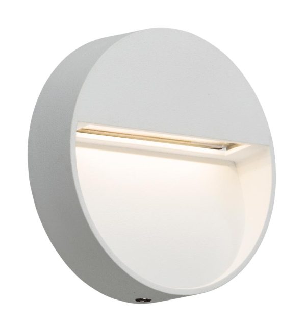Small round 2w LED outdoor wall light guide in white IP44
