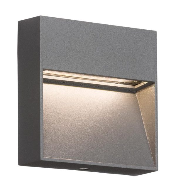 Small Square 2w LED Outdoor Wall Light Guide Grey IP44