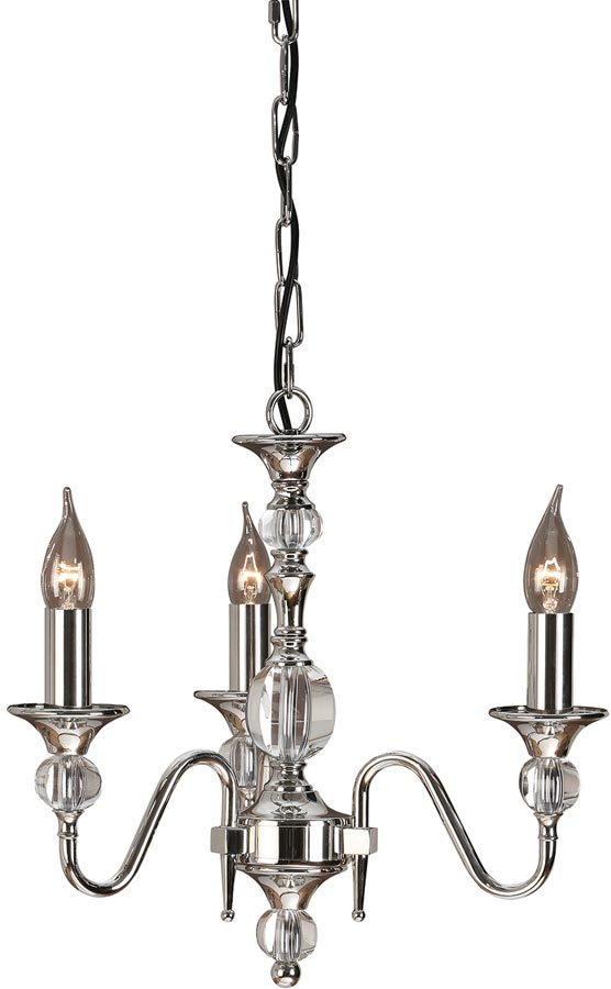 Polina Polished Nickel 3 Light Classic Chandelier