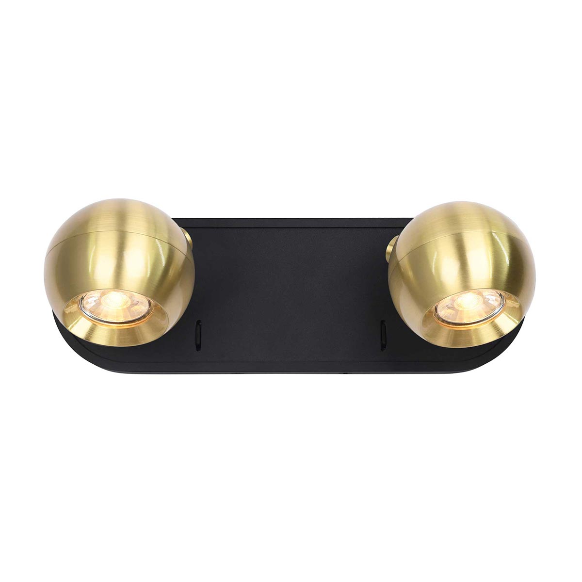 Lens Switched Twin Wall Spotlight Black and Aged Brass