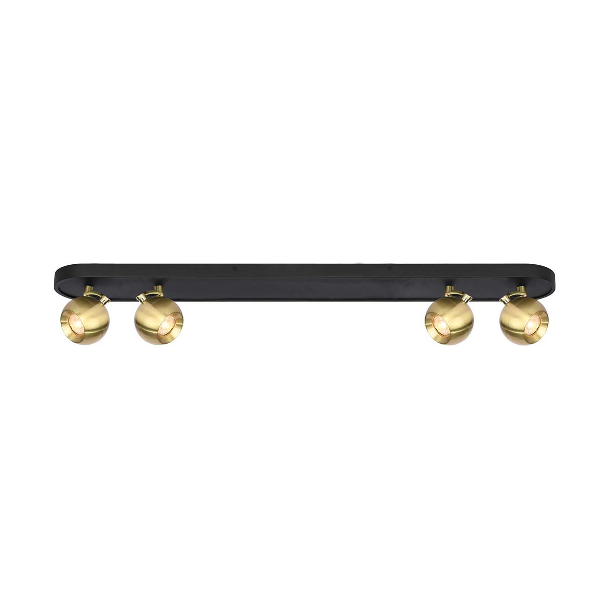 Lens 4 Light Ceiling Spotlight Black and Aged Brass