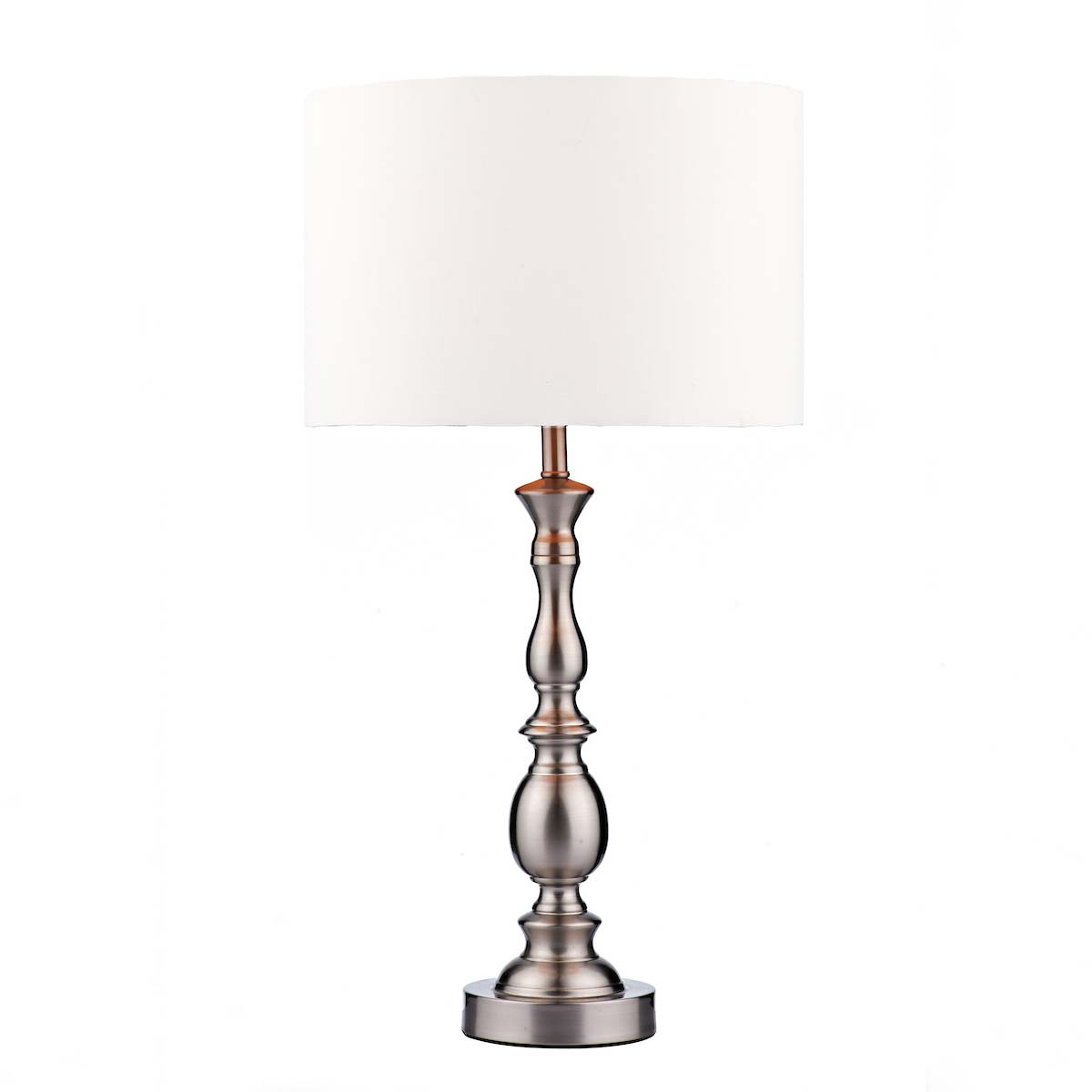 Dar Madrid Table Lamp Satin Chrome With White Shade