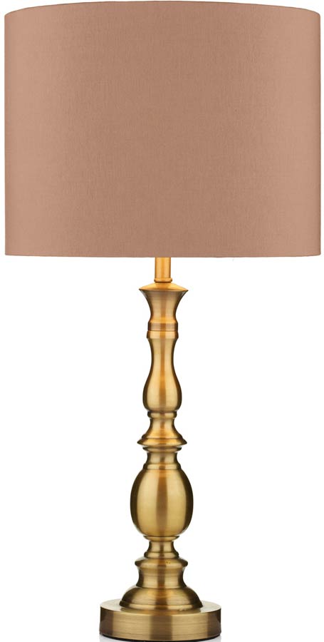 Dar Madrid Taupe Shade Table Lamp Antique Brass