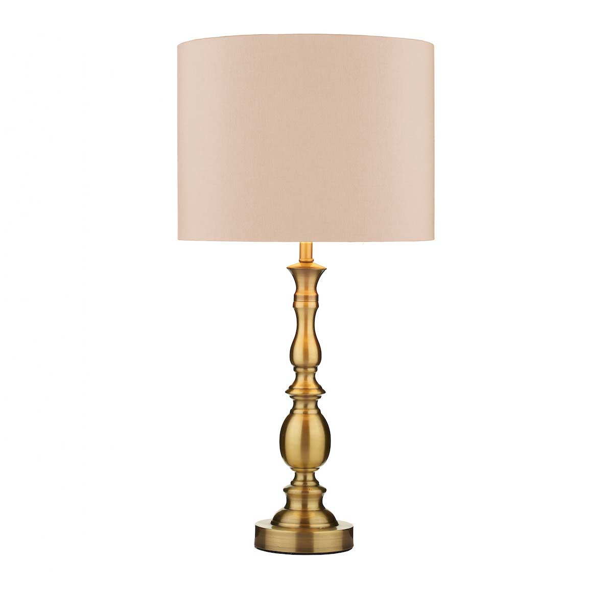 Dar Madrid Taupe Shade Table Lamp Antique Brass