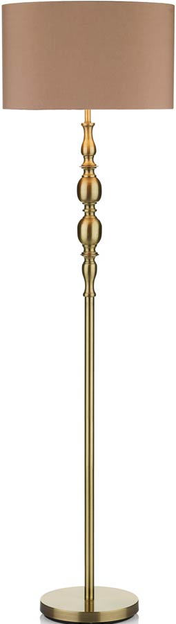 Dar Madrid Taupe Shade Floor Lamp Antique Brass