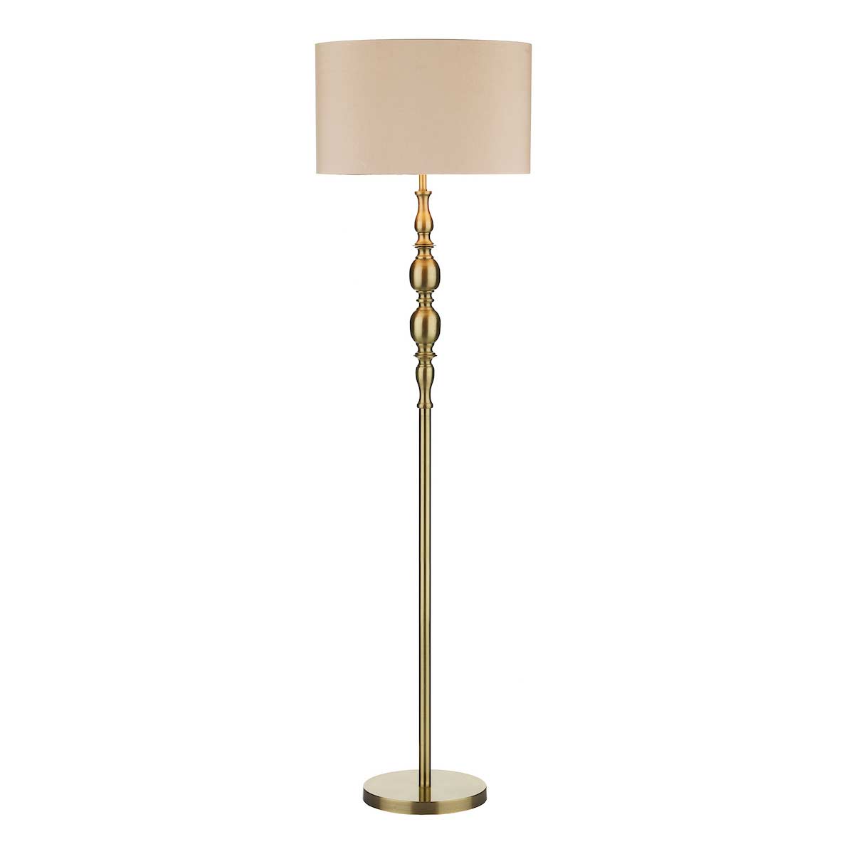 Dar Madrid Taupe Shade Floor Lamp Antique Brass