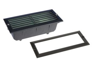 Black cast aluminium outdoor brick light with plain and louvred covers IP44