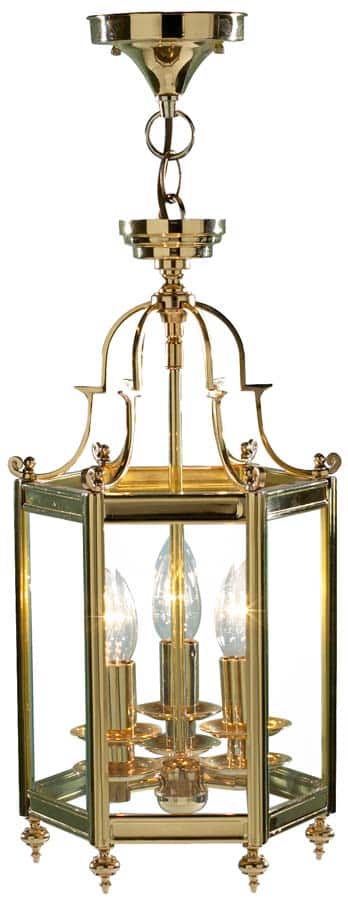 Dar Moorgate Traditional 3 Light Hanging Lantern Polished Brass