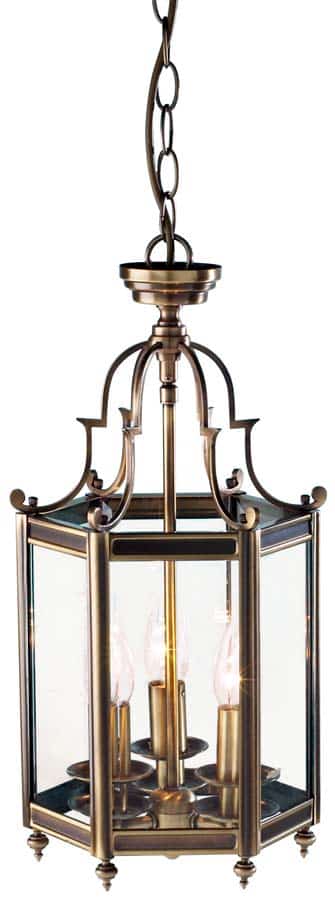 Dar Moorgate Traditional 3 Light Hanging Lantern Antique Brass