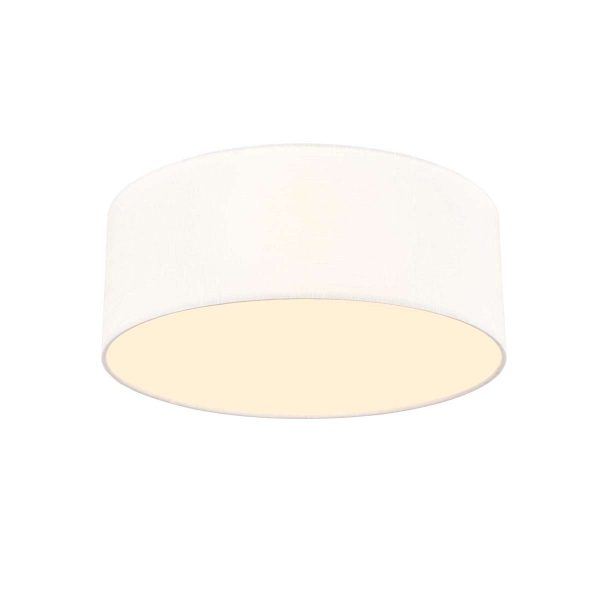 Melissa single tier 4 light flush ceiling light in cream fabric with lower diffuser by Franklite, on white background.