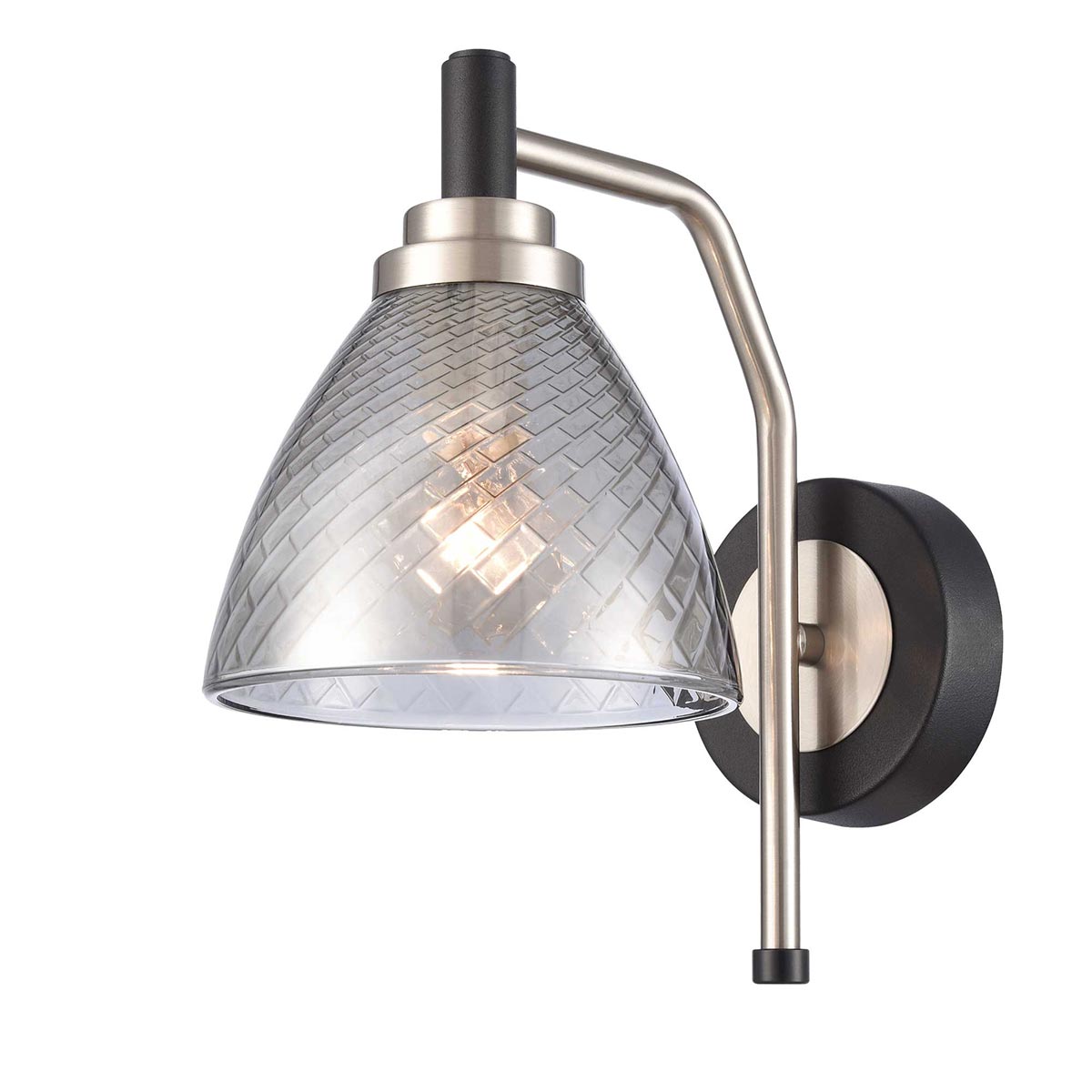 Metro Single Wall Light in Matt black / Satin Nickel