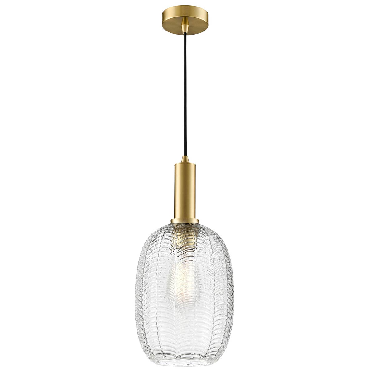 Mezcla Aged Brass Ceiling Pendant with Clear Chevron Glass 18cm