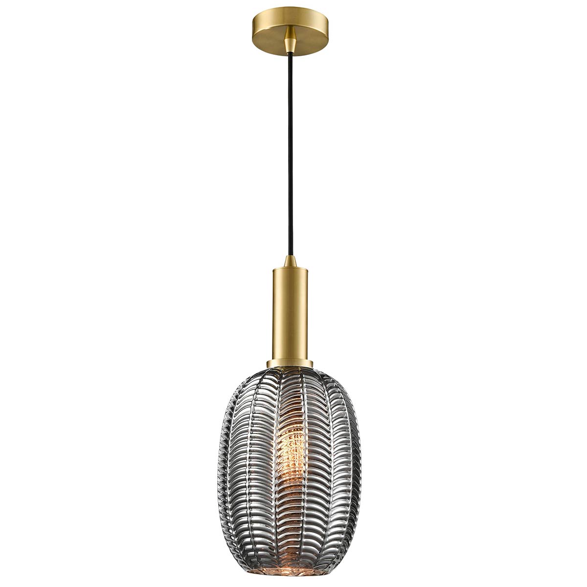 Mezcla Aged Brass Ceiling Pendant with Smoked Chevron Glass
