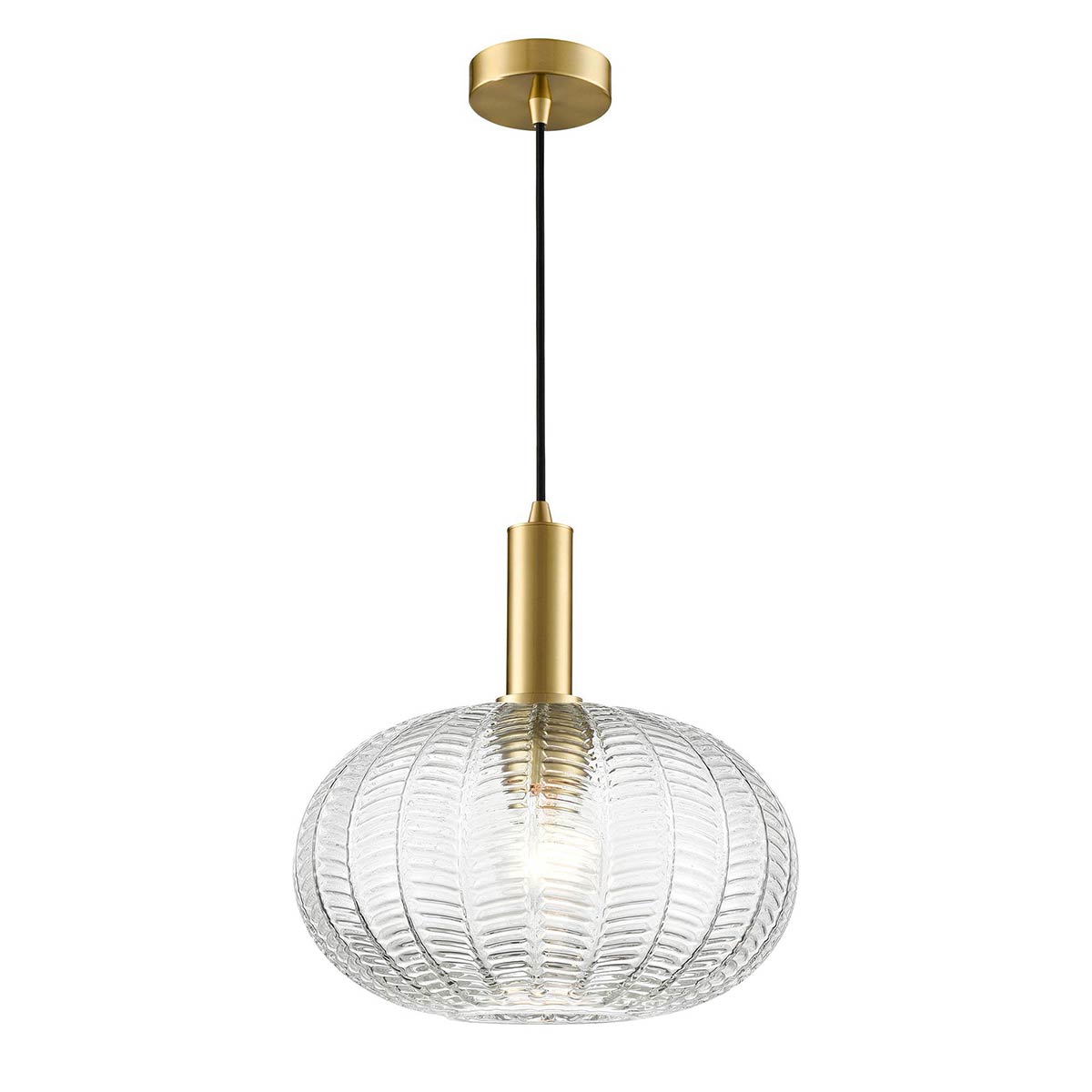 Mezcla Aged Brass Ceiling Pendant with Clear Chevron Glass 26cm