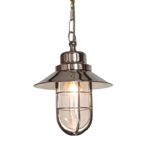 Wheelhouse nautical style 1 light hanging porch chain lantern in polished nickel