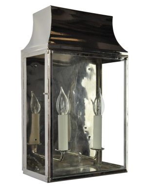 Strathmore large 2 light vintage outdoor wall lantern polished nickel