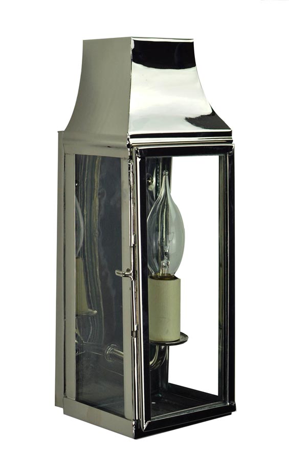 Strathmore Small Vintage Outdoor Slim Wall Lantern Polished Nickel