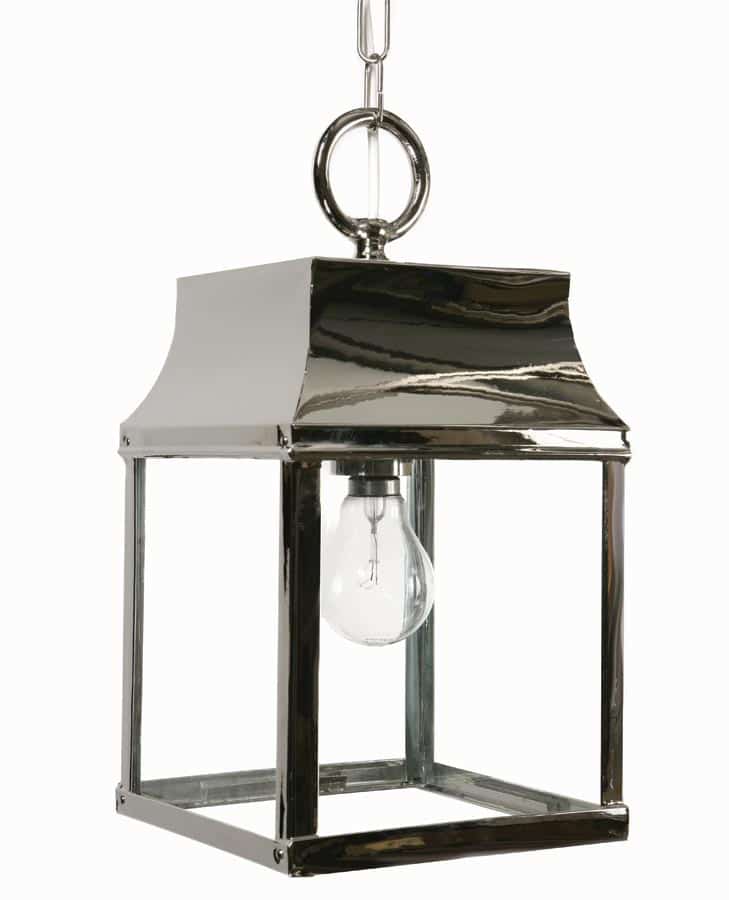 Strathmore Small Vintage Hanging Outdoor Porch Lantern Polished Nickel