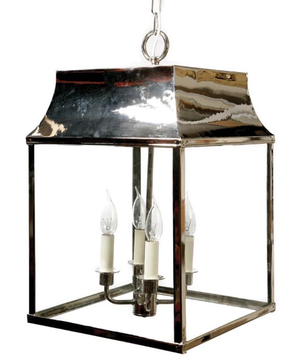 Strathmore large 4 light vintage hanging porch lantern polished nickel