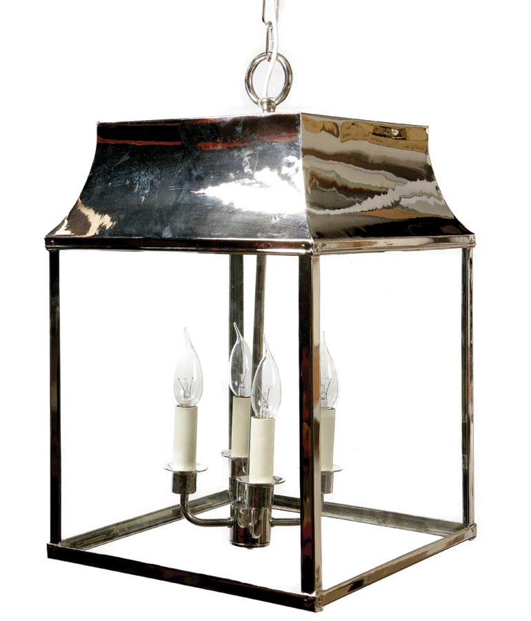 Strathmore Large 4 Light Vintage Hanging Porch Lantern Polished Nickel