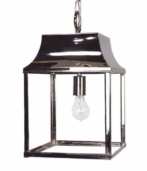 Strathmore medium 1 light vintage hanging porch lantern polished nickel