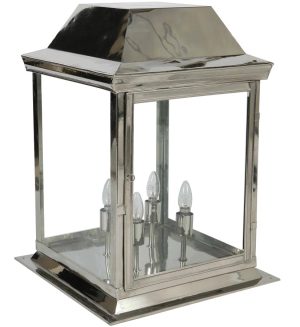 Strathmore large 4 light vintage outdoor gate post lantern polished nickel