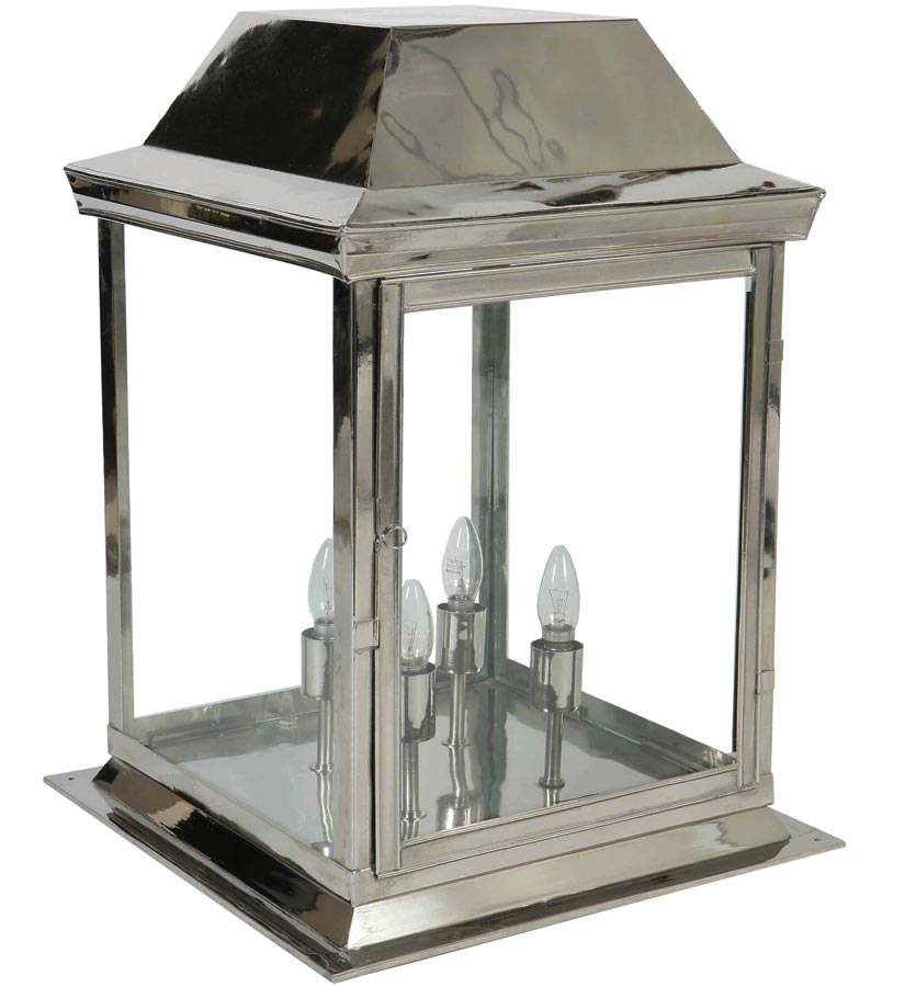 Strathmore Large 4 Light Vintage Outdoor Post Lantern Polished Nickel