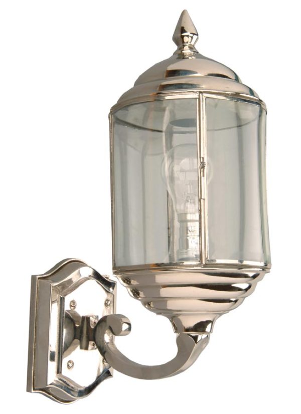 Wentworth Art Deco style period outdoor wall lantern polished nickel