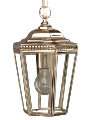 Windsor Georgian hanging outdoor porch chain lantern, polished nickel