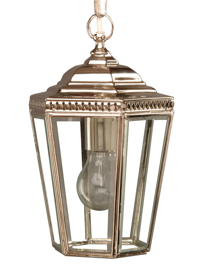 Windsor Georgian Hanging Outdoor Porch Chain Lantern Polished Nickel