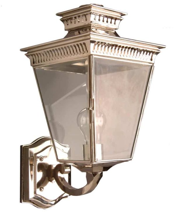 Pagoda Georgian style period outdoor wall lantern polished nickel