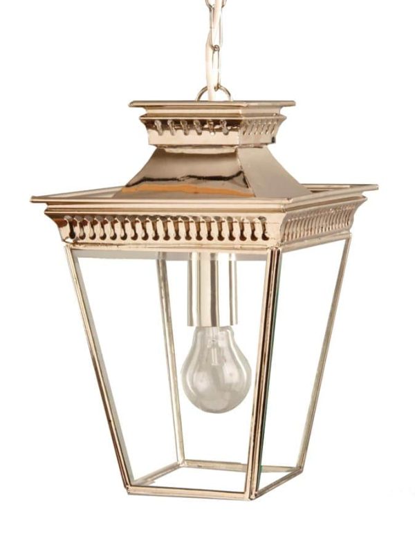 Pagoda Georgian style small outdoor hanging porch lantern polished nickel