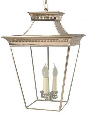 Pagoda Georgian 3 light large porch chain lantern polished nickel