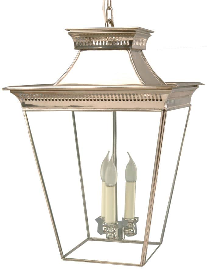 Pagoda Georgian 3 Light Large Porch Chain Lantern Polished Nickel