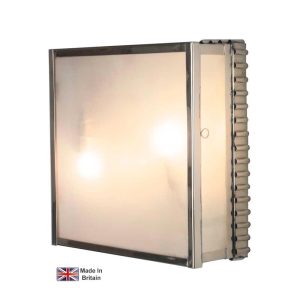 Ripple 2 lamp porch light in polished nickel plated solid brass on white background
