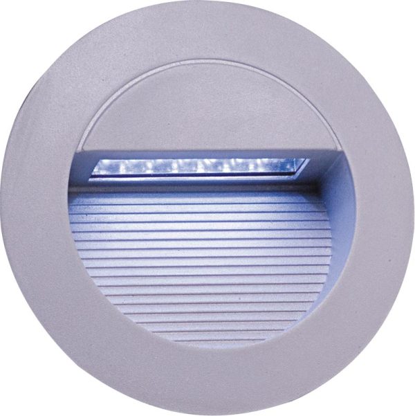 Round IP44 recessed outdoor LED wall light grey