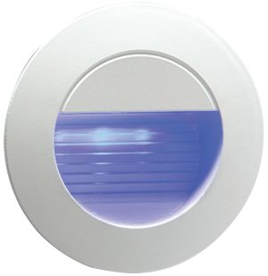 Blue LED round miniature recessed outdoor guide light in grey IP54