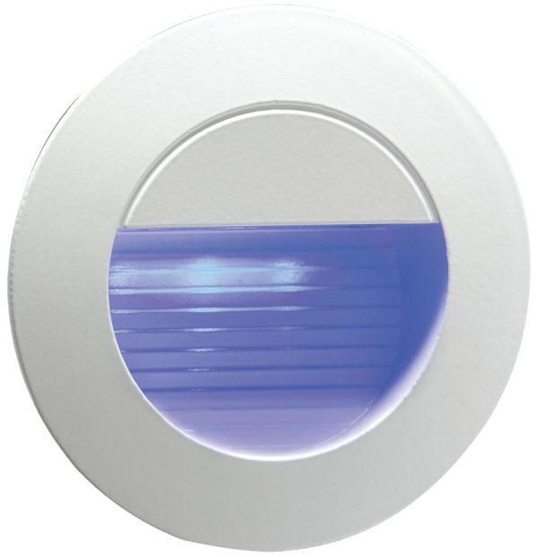 Round Miniature Recessed Outdoor Blue LED Guide Light Matt White IP54