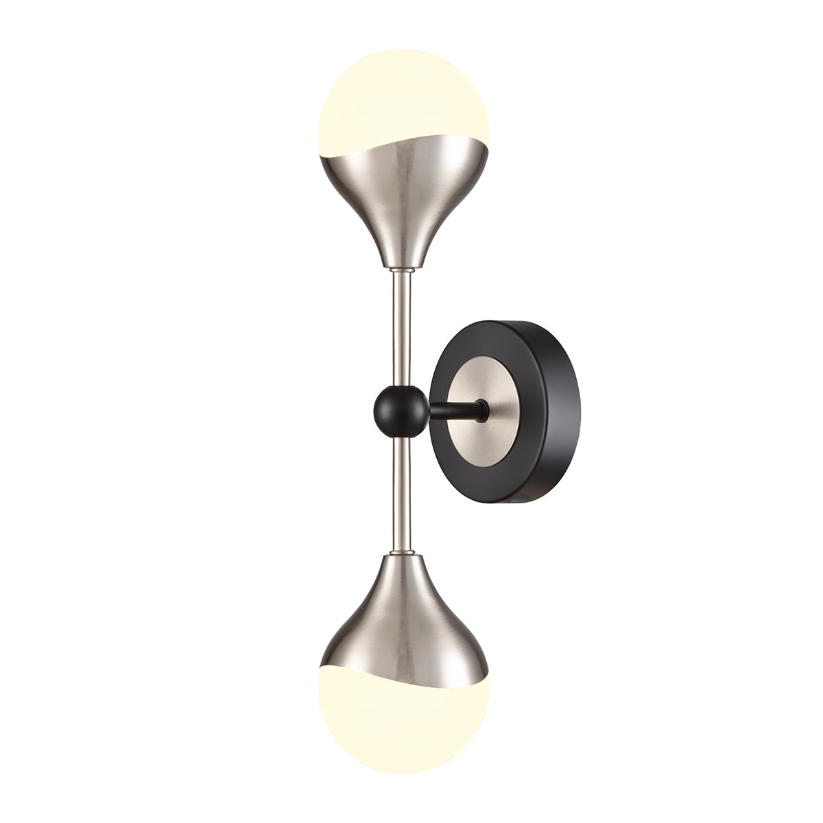 Nexus Twin Wall Light in Matt black / Satin Nickel