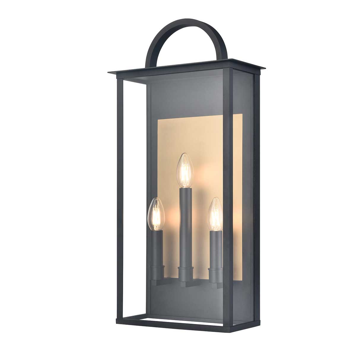 Nightingale Large Wall Lantern Black / Aged Brass IP44