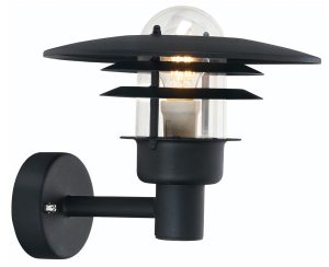 Noryls Larvik Art Deco style outdoor wall light in black IP55