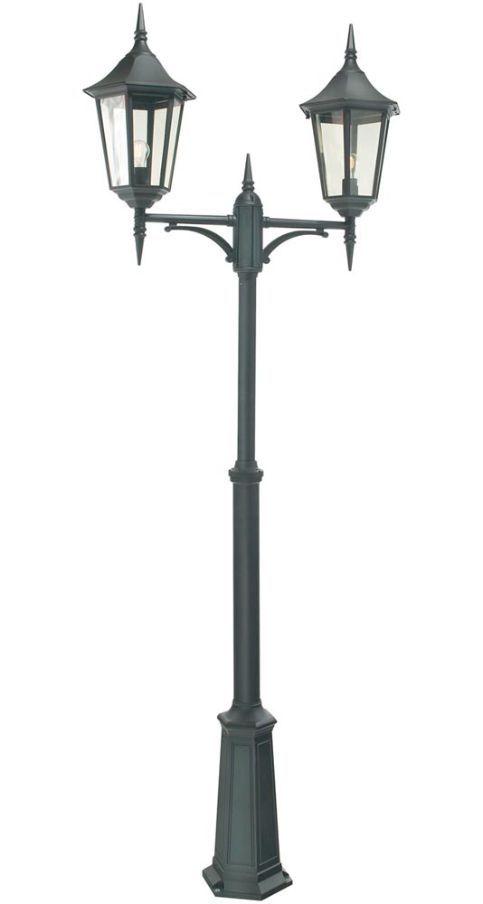 Norlys Valencia Grande Traditional Twin Garden Lamp Post Black IP54