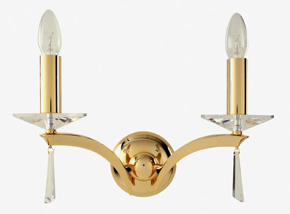 Wroxton Gold Plated Cast Brass 2 Lamp Wall Light